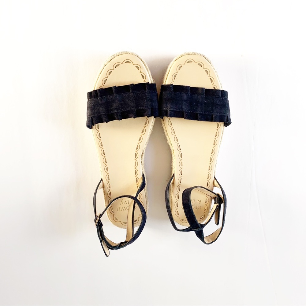 Crown & Ivy navy, ankle strap sandals